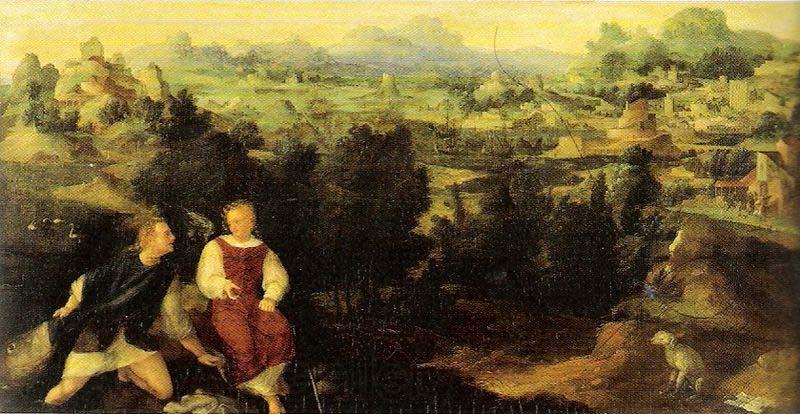 Jan van Scorel Landschaft mit Tobias und dem Engel Spain oil painting art